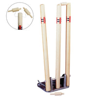 Gray Nicolls Wooden Spring Return Stumps with String Bails - Cricket For All